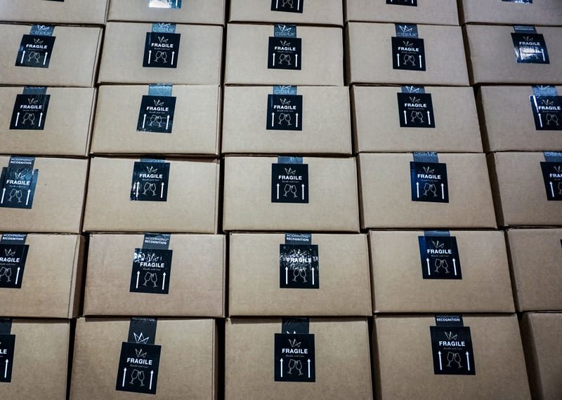 Stack of Drop Ship Boxes with ChenRui Gift Branding for Shipping